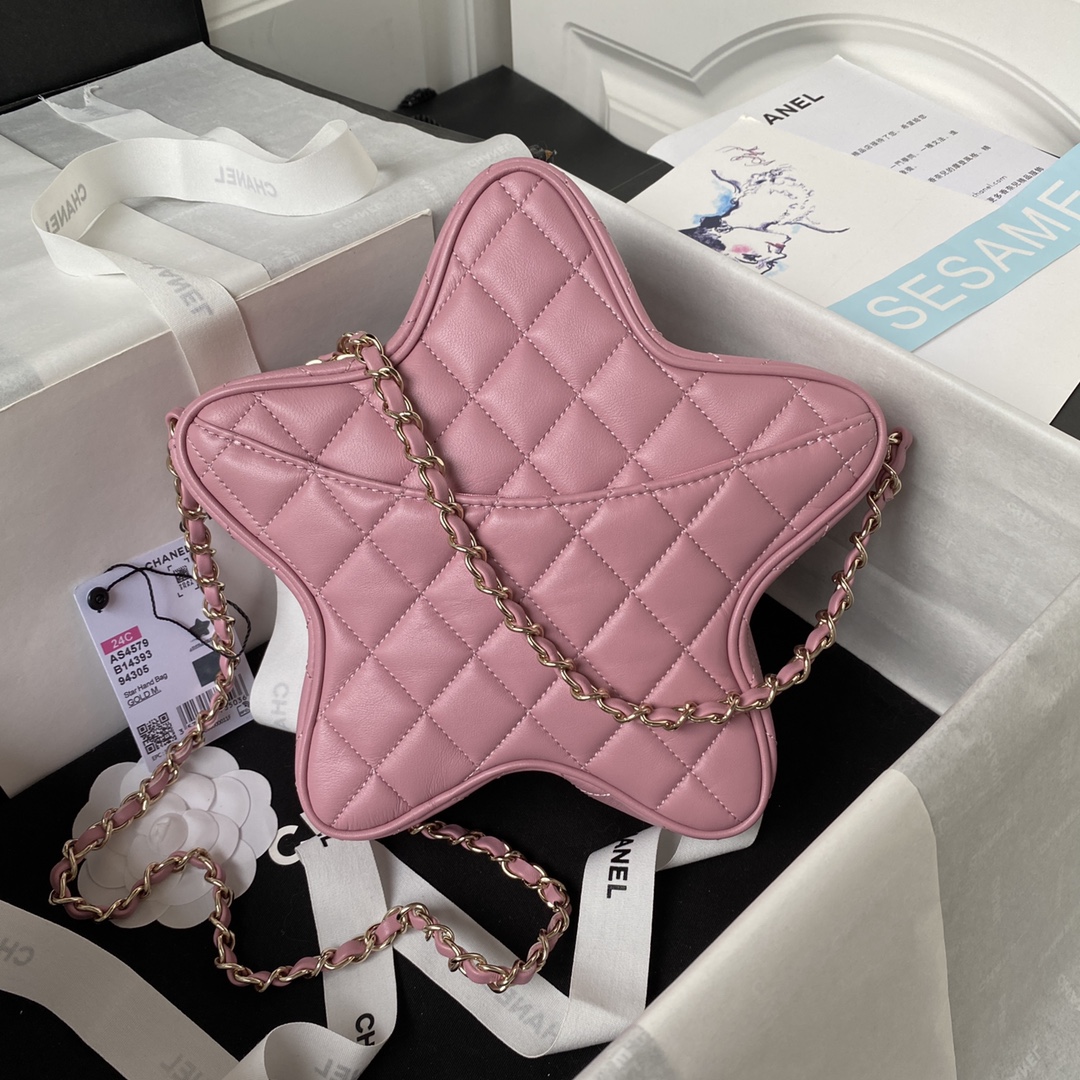 Lambskin Star Handbag Shoulder Bag AS4579 Pink